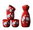 5 Pcs Ceramic Japanese Sake Set Traditional 1 Tokkuri Bottle & 4 Ochoko Cups [R]