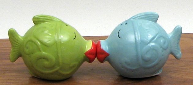 Ceramic Kissing Fish Salt and Pepper Set