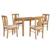 TREXM 5-Piece Kitchen Dining Table Set, Wooden Rectangular Dining Table and 4 Upholstered Chairs for Kitchen and Dining Room (Drift Wood)