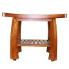 Oceanstar Solid Wood Spa Bench with Storage Shelf, Teak Color Finish