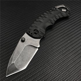 Outdoor Wilderness Survival Self-defense Camping Knife Portable Folding (Color: black)