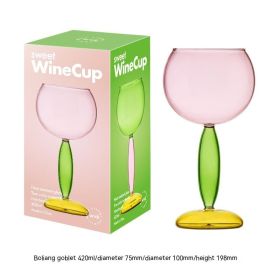 Borosilicate Handmade Red Wine Glass (Option: Pink Burgundy Cup 420ml)