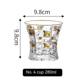 Golden Trim Gold Line Wine Glass Whiskey Decoration Cup (Option: Gold Painting No 4 Cup 280ml)