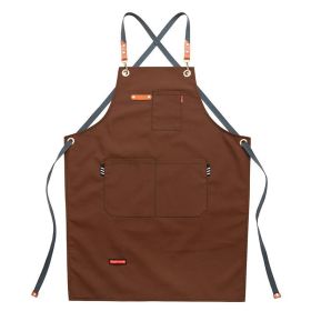 Denim Canvas Apron Restaurant Baking Barber Men's And Women's Work Clothes (Option: Coffee-Adult Style Length 75CM)