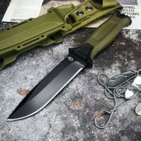 Outdoor Knife Self-defense Wilderness Survival Multifunctional (Color: green)