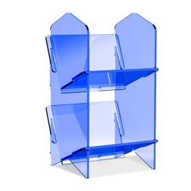 Transparent Bookshelf Acrylic Storage Rack (Option: Blue Double Layer)