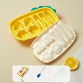 Baby Complementary Food Dinosaur Silicone Sausage Mold Can Steam (Color: yellow)