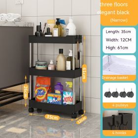 Household Floor Trolley Rack (Option: Black 3 Layer Gap)