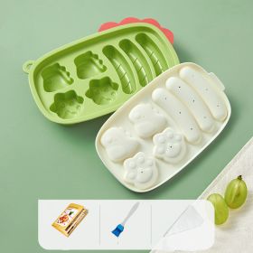 Baby Complementary Food Dinosaur Silicone Sausage Mold Can Steam (Color: green)